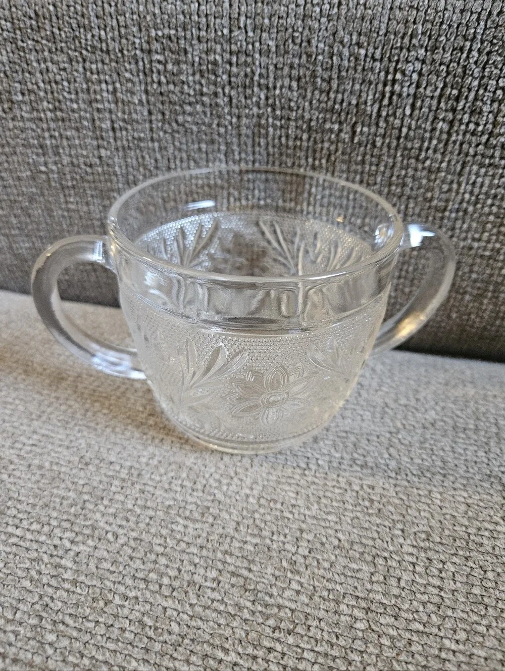 Vintage Anchor Hocking Sandwich Clear Pattern Open Sugar Bowl